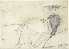 Vrouw van Richard Roland Holst in bed met afgewend gezicht by Richard Roland Holst
