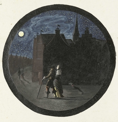 Wandelend paar bij maanlicht by Gesina ter Borch