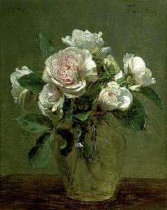 White Roses in a Glass Vase