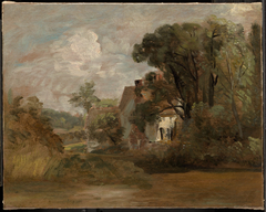 Willy Lott's House (recto); Landscape Sketches with Trees and Church Tower (verso) by John Constable