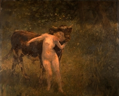 Woman and bull