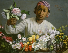Young Woman with Peonies by Frédéric Bazille