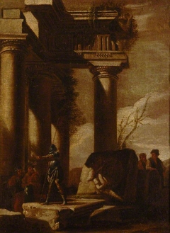 A Classical Ruin with Soldiers and Figures by Anonymous