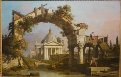 A Domed Church seen through a ruined Arch by Canaletto