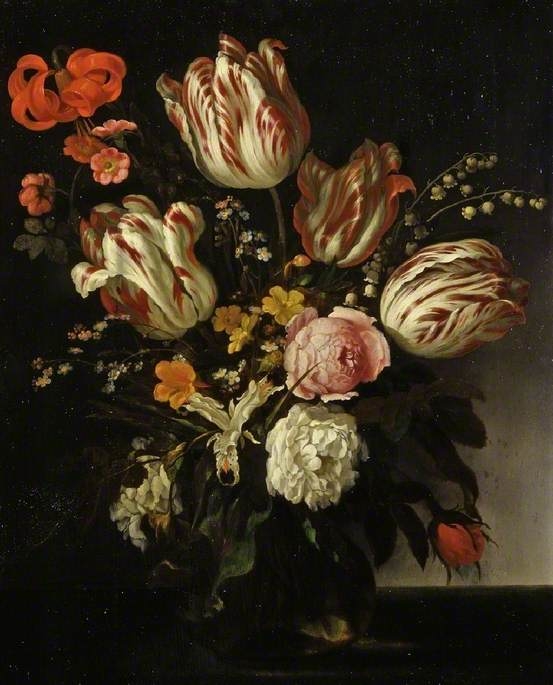 A glass vase of flowers