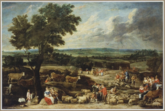 A livestock market in an extensive landscape with Antwerp in the distance by David Teniers the Younger