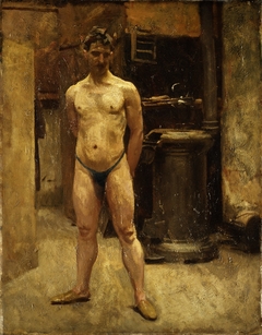 A Male Model Standing before a Stove by John Singer Sargent