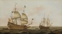 A Warship, built in 1626 by order of Louis XIII in a Dutch shipyard, Arriving at a Dutch Port under Guidance of a Dutch Ship