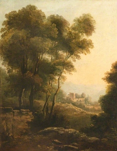 A Wooded Landscape with a Church beyond by Anonymous