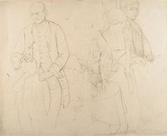 A Young Couple, A Child and an Old Man - Study for "Presbyterian Catechising" and verso: Life Studies - John Phillip - ABDAG004208 by John Phillip