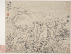 Album of Landscapes, Plants, Figures and Animals: Sunset in the Mountains by Fang Shishu