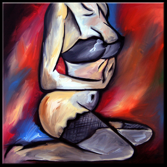 All Of Me - Original Abstract painting Modern pop Art Contemporary Portrait nude love by Fidostudio