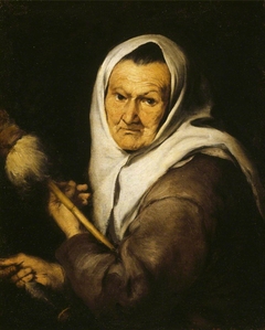 An Old Woman holding a Distaff and a Spindle