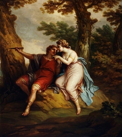 Angelica, and Medoro carving his Name on the Trunk of a Tree by Antonio Zucchi