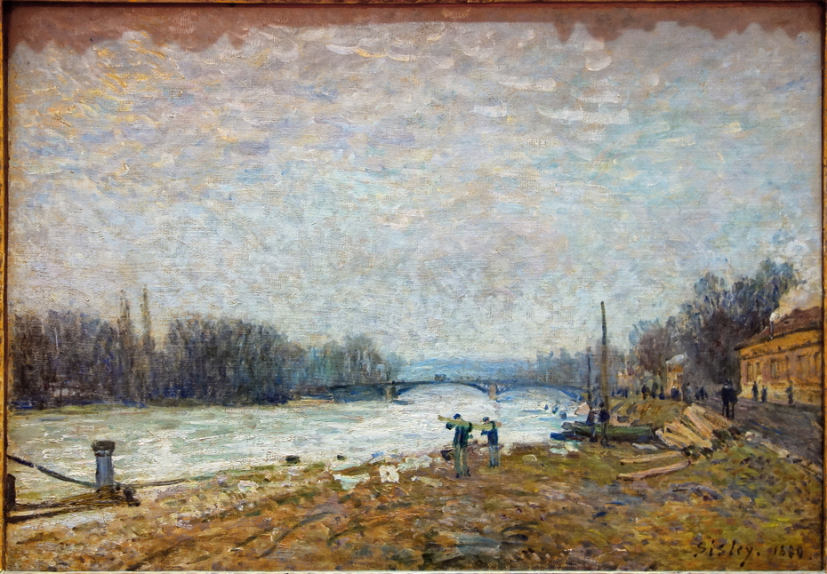 Après la débâcle, la Seine au pont de Suresnes