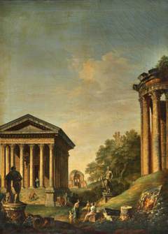 Architectural Capriccio with the Maison Carré and the Temples of Vesta and Minerva Medica by Unknown Artist