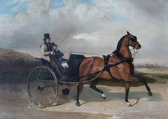 Baron Lionel de Rothschild (1808–1879), in a Gig Drawn by a Chestnut Stallion by Alfred de Dreux
