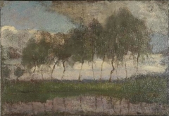 Bend in the Gein with row of eleven poplars IV by Piet Mondrian