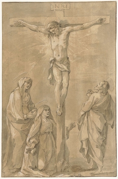 Christus aan het kruis, met Maria, Catharina van Siena en Johannes by Francesco Vanni II