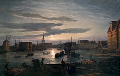 Copenhagen Harbour by Moonlight by Johan Christian Dahl