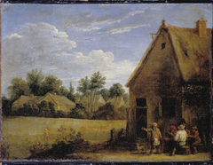 Cottage with Peasants playing Card by Anonymous