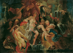 Das Bad der Diana (Rückseite: Die Erziehung des Bacchusknaben) by Josef Winterhalder der Jüngere