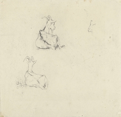 Drie studies van een geit by Albert Gerard Bilders