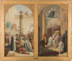 Esquisse pour l'église Saint-Sulpice : sainte Geneviève distribuant le pain aux pauvres pendant le siège de Paris by Louis Charles Timbal