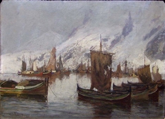 Fishingboats in the Port by Gunnar Berg