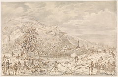 Gevecht tussen infanterie by Gerardus Emaus de Micault