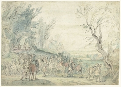 Gewapende ruiters bij een boszoom by Hermitage Meester