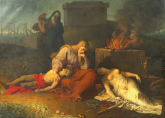 Hecabe mit den Leichnamen ihrer Kinder Polyxena und Polydoros am Grab des Achill by Karl Russ