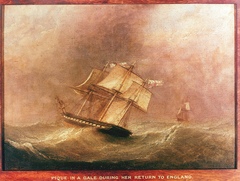 HMS 'Pique' in a gale during her return to England by John Christian Schetky