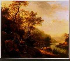 Italianate landscape with cattle and herders by Adam Pynacker