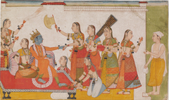 Krishna welcoming Sudama, from a Bhagavata Purna by Anonymous
