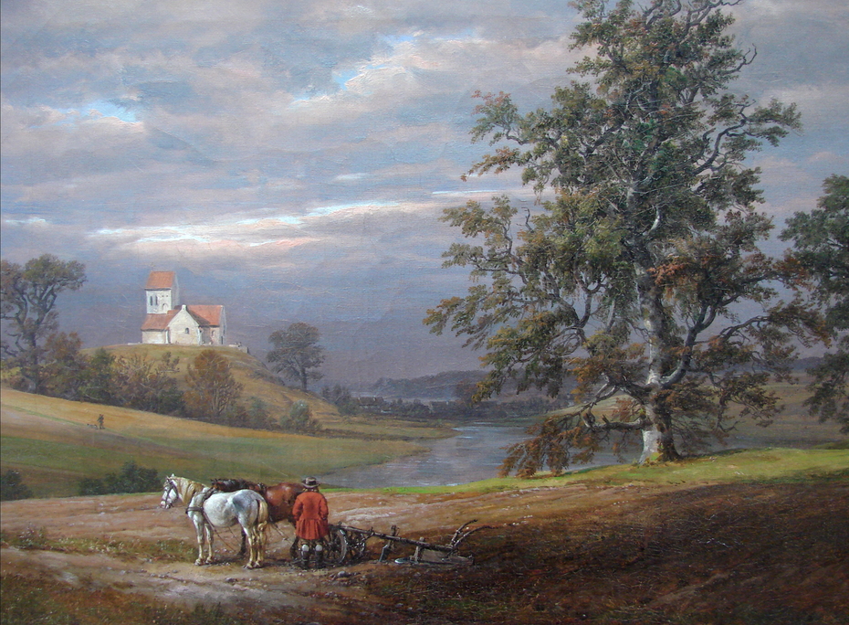 Landscape from Pedersborg near Sorø. Pedersborg Church