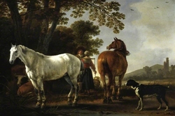 Landscape with figures and horses