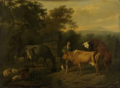 Landscape with Herdsman and Cattle by Dirck van Bergen
