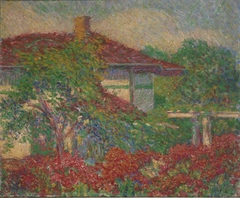 (Landscape with Red Roof Building)