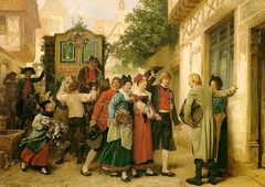 Le cortège de la mariée by Gustave Brion