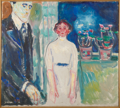Man and Woman by the Window with Potted Plants by Edvard Munch