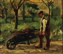 Man met kruiwagen by Eduard Frankfort