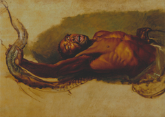 Man Struggling with a Boa Constrictor, Study for “The Liboya Serpent Seizing His Prey” by James Ward