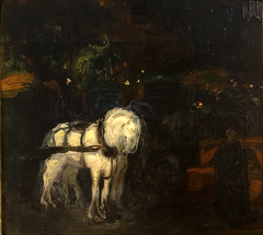 Night-Effect Study of horses by Hermenegildo Anglada Camarasa