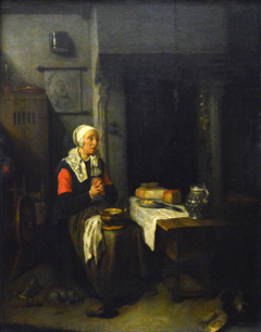 Old Woman Saying Grace by Quirijn van Brekelenkam