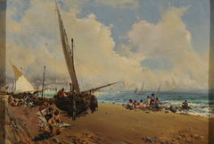 On the Beach by Baldomero Galofre Jiménez