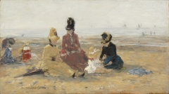 On the Beach, Trouville by Eugène Boudin