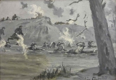 Passage de l'Yser par les fusiliers marins en 1914 by Léon Couturier