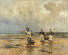 Pêcheuses d'huîtres à l'embouchure de la Somme by Gustan Le Sénéchal de Kerdréoret