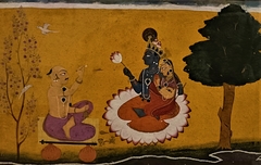 Poet Jayadeva worshipping Radha and Krishna. by Manaku